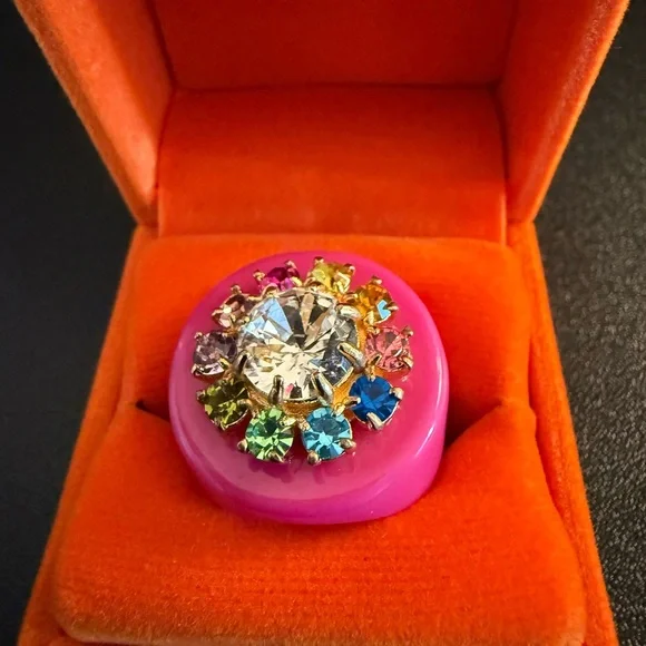 Kurt Geiger Resin Multicolor Crystal Ring - Picture 1 of 3